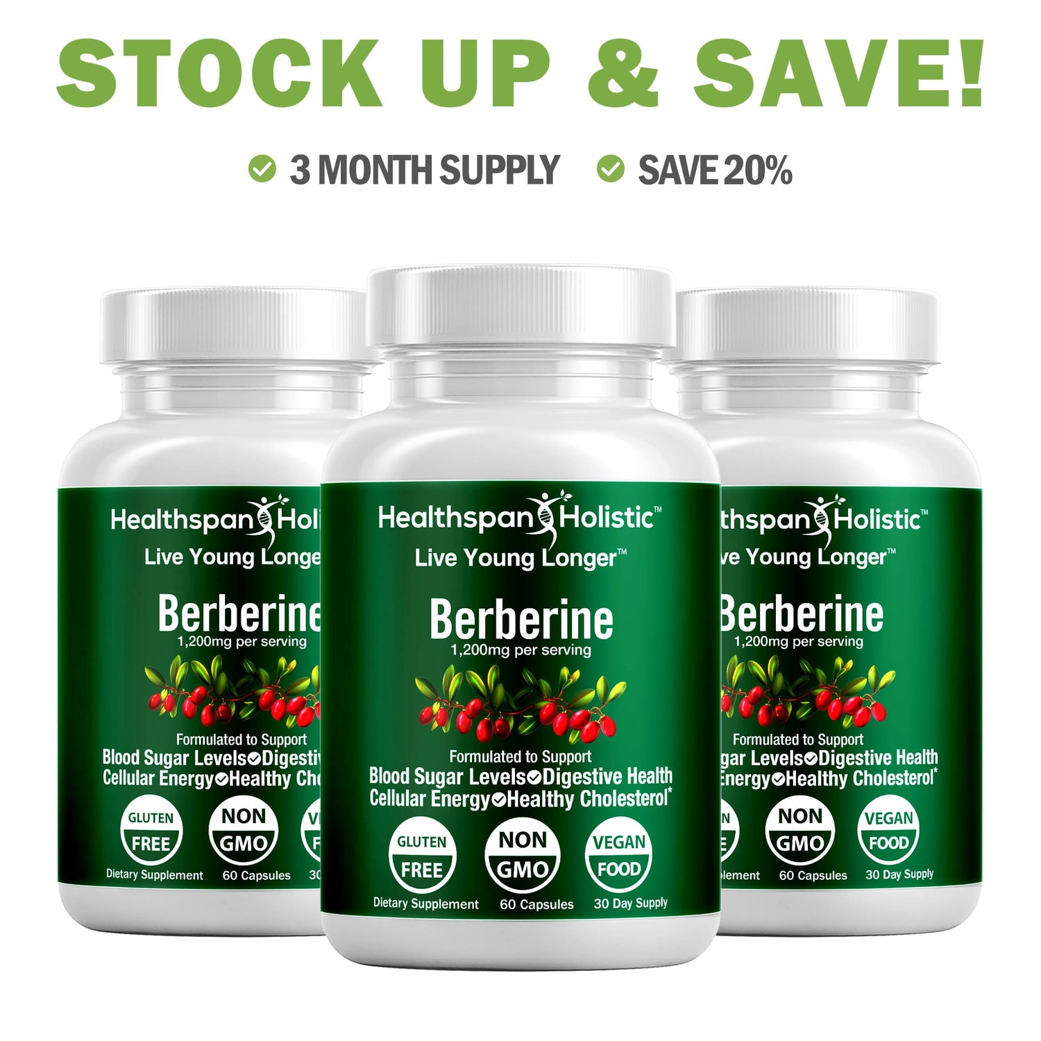 Berberine 60 Capsules by Healthspan Holistic