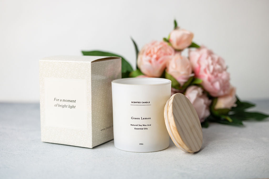 Green Lemon Candle Spa Gift Box, Relaxing Package with Shower steamers and Eye Mask by Lizush