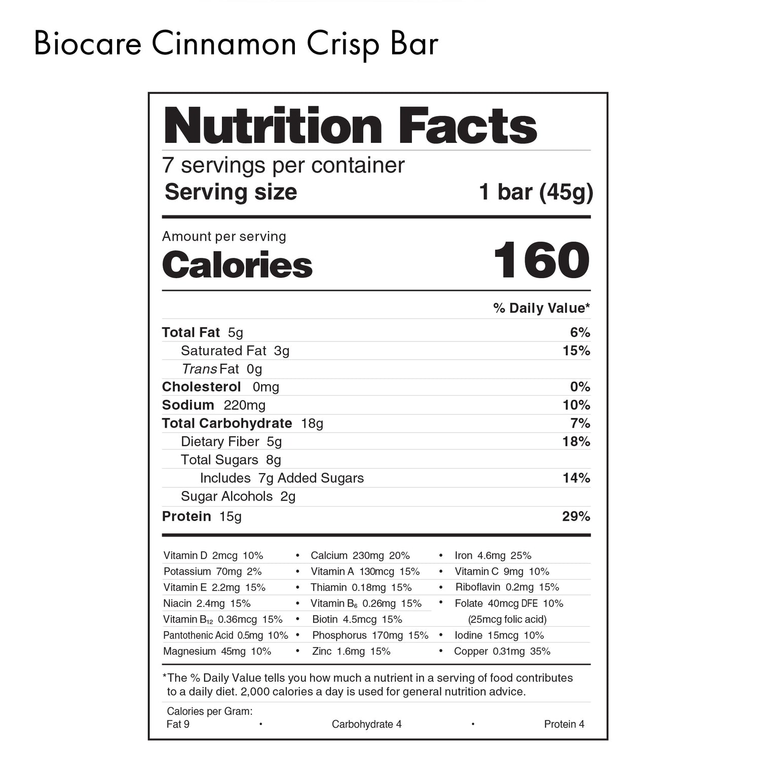 High Protein Cinnamon Crisp Bar by Biocare