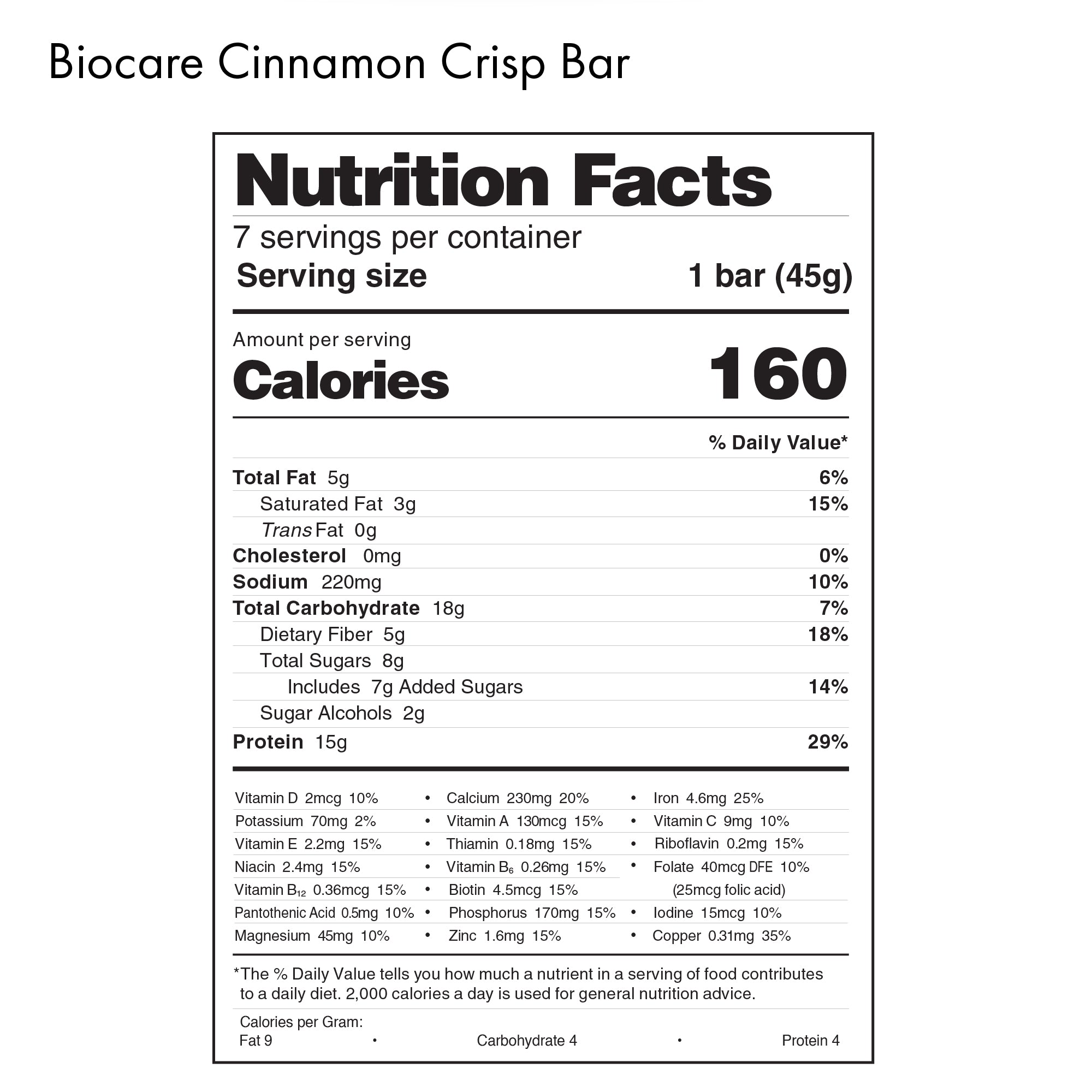 High Protein Cinnamon Crisp Bar by Biocare
