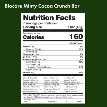 15G Protein Minty Cocoa Crunch Bar by Biocare