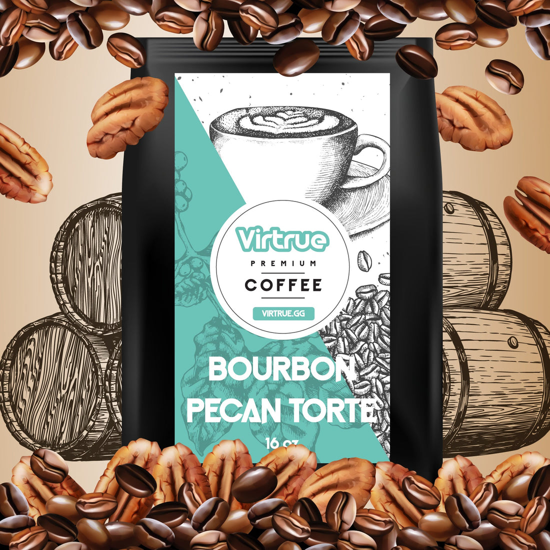 Bourbon Pecan Torte Flavored Coffee – 16oz | Virtrue Premium by Virtrue
