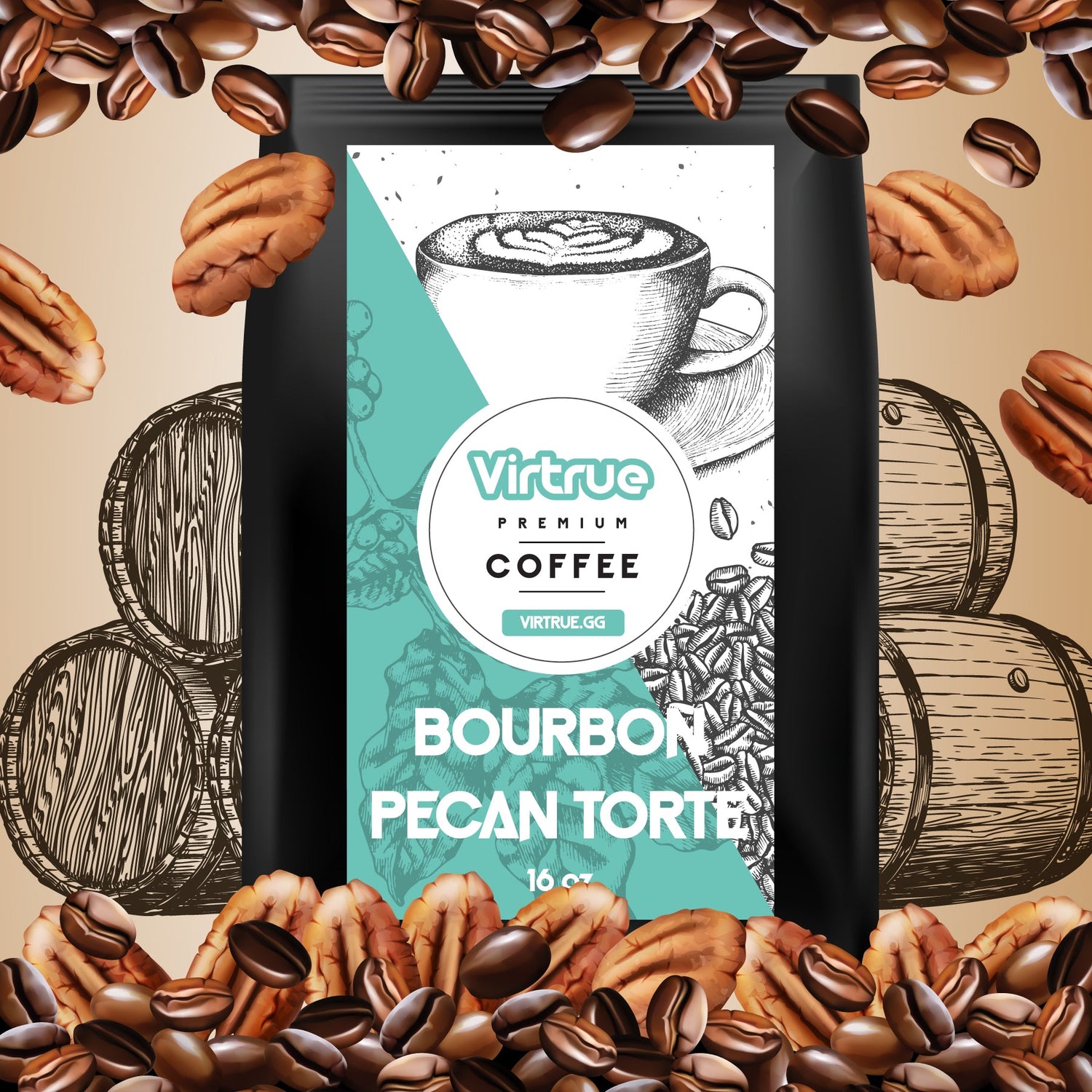 Bourbon Pecan Torte Flavored Coffee – 16oz | Virtrue Premium by Virtrue