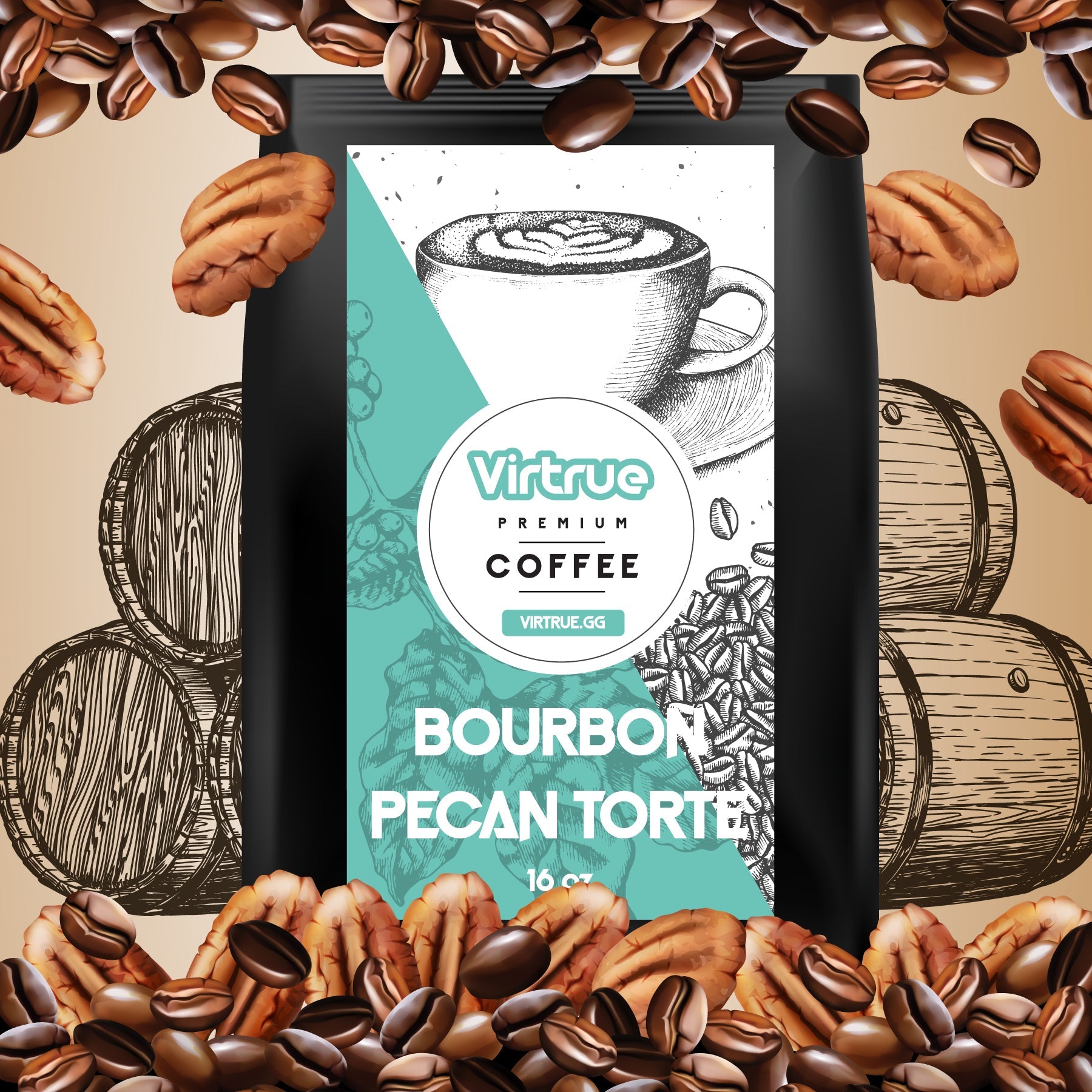Bourbon Pecan Torte Flavored Coffee – 16oz | Virtrue Premium by Virtrue