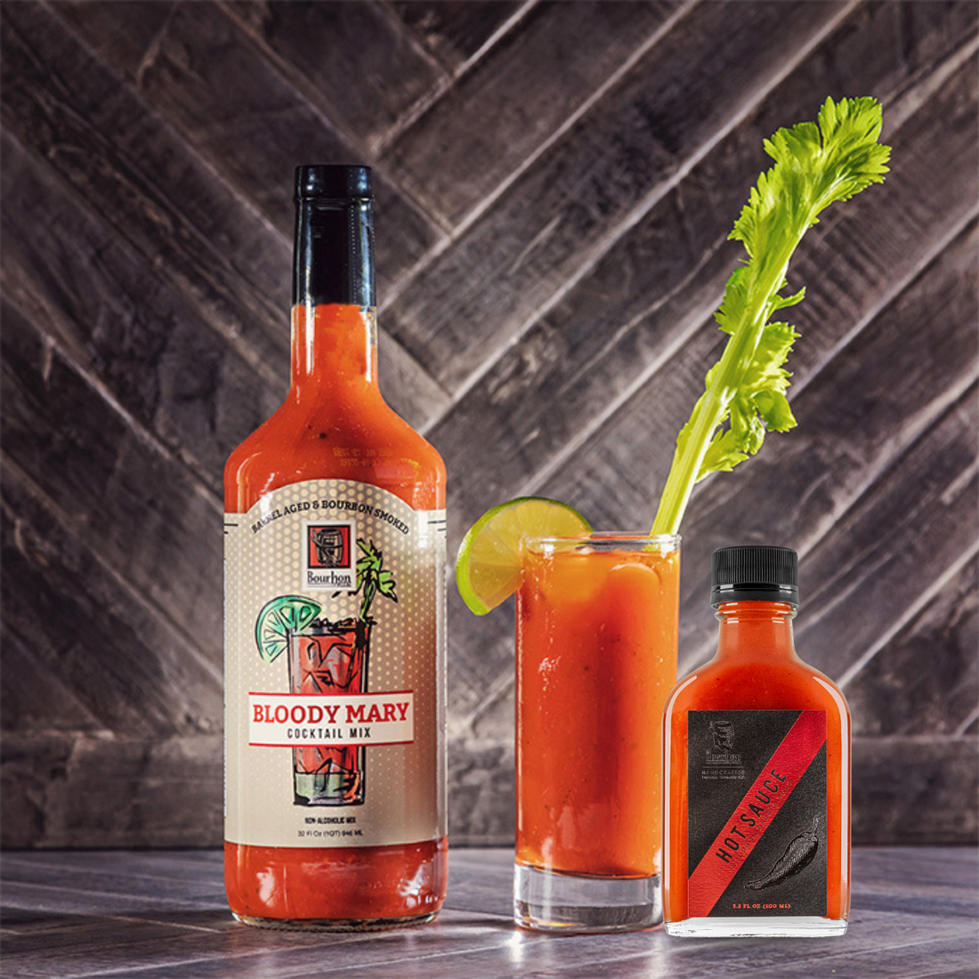 Bloody Mary Bundle: Bourbon Barrel Bloody Mary Mix &amp; Barrel Aged Hot Sauce by Bourbon Barrel Foods