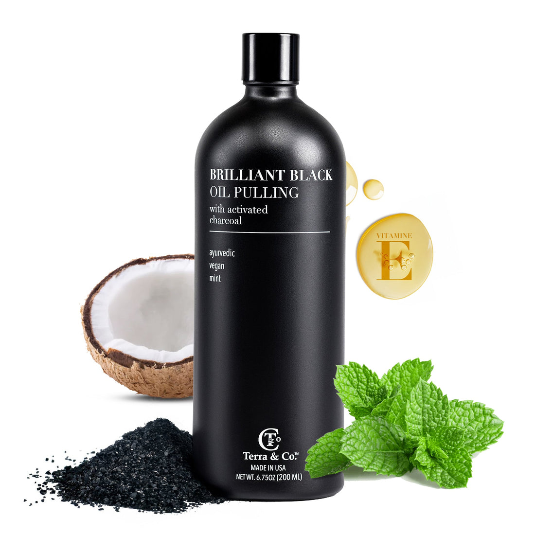Brilliant Black® Oil Pulling – Ayurvedic Mouthwash for Teeth Whitening, Detox &amp; Gum Health by Terra &amp; Co.