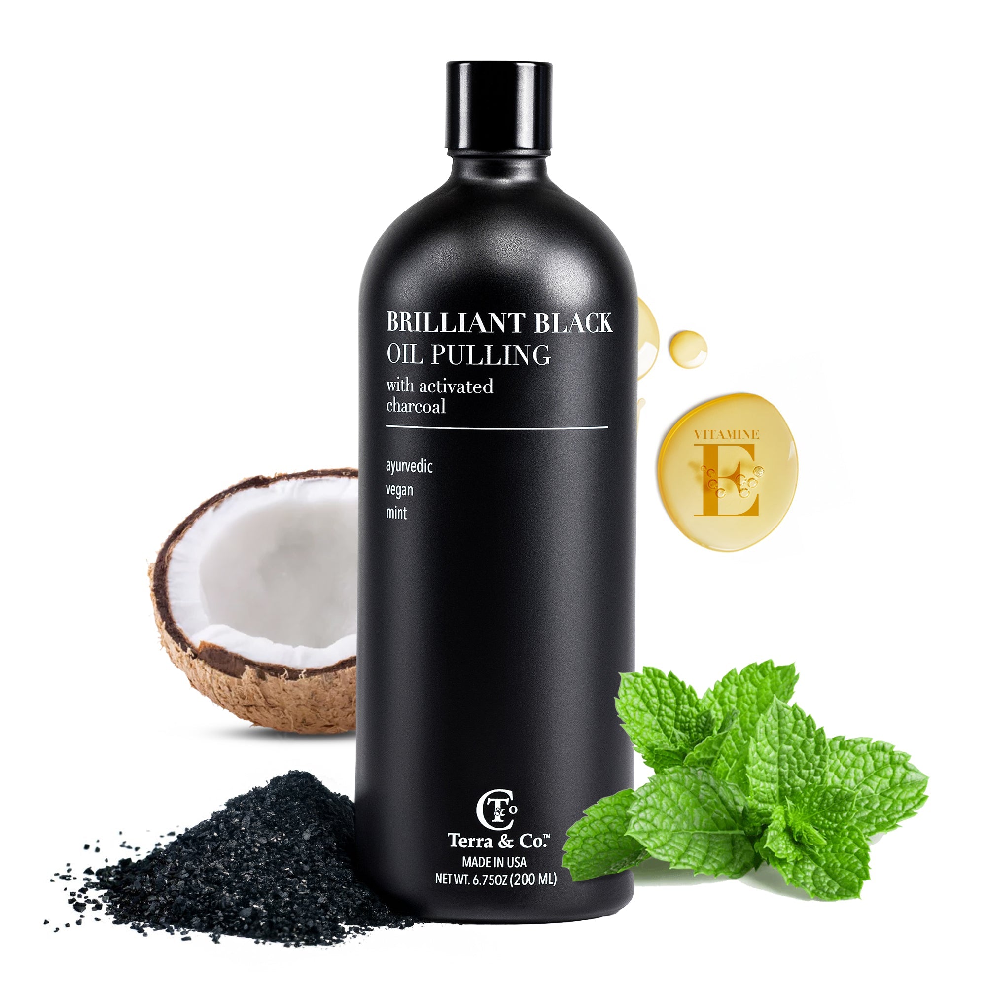 Brilliant Black® Oil Pulling – Ayurvedic Mouthwash for Teeth Whitening, Detox &amp; Gum Health by Terra &amp; Co.