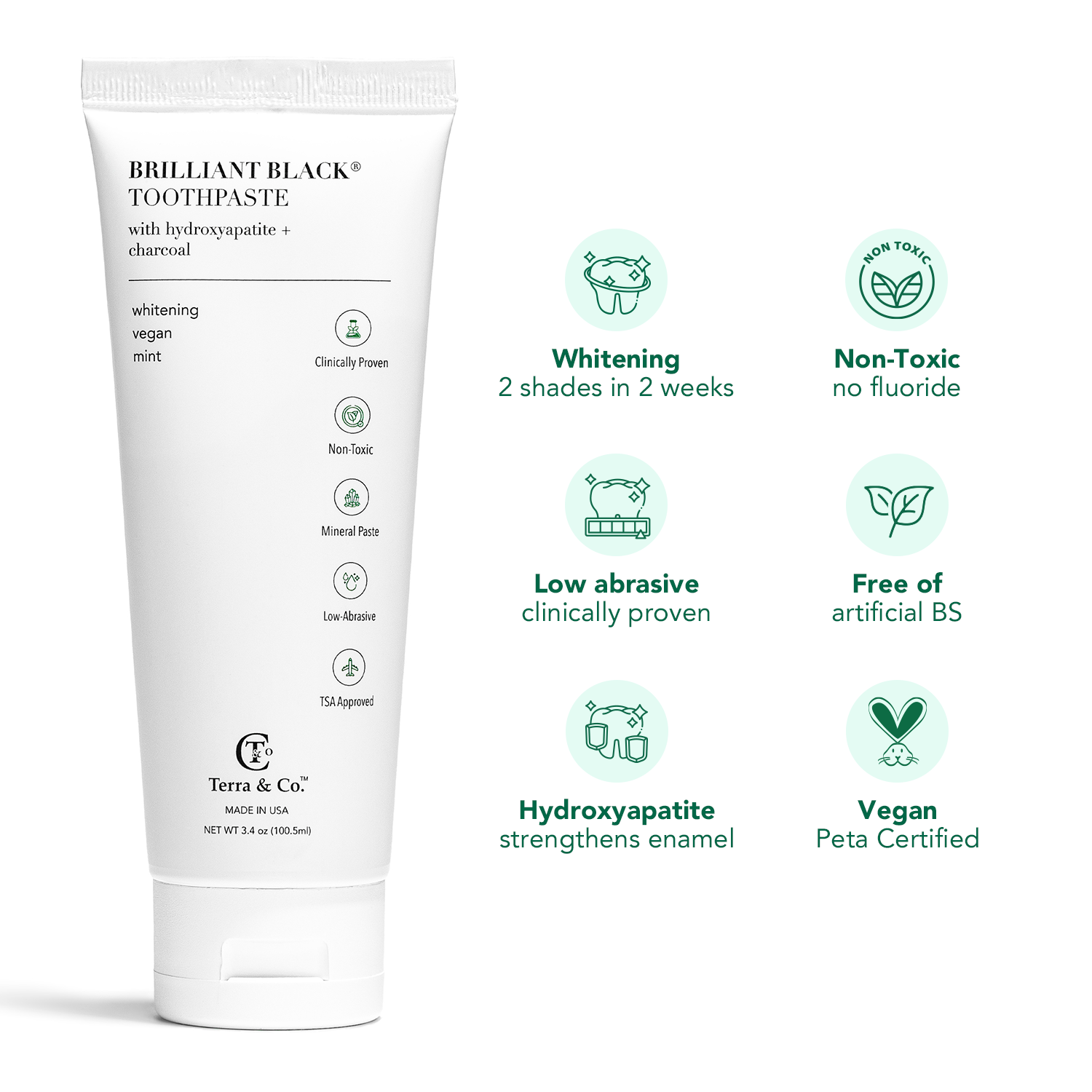 Brilliant Black® Toothpaste | Fluoride-Free Activated Charcoal Whitening – Terra &amp; Co. by Terra &amp; Co.