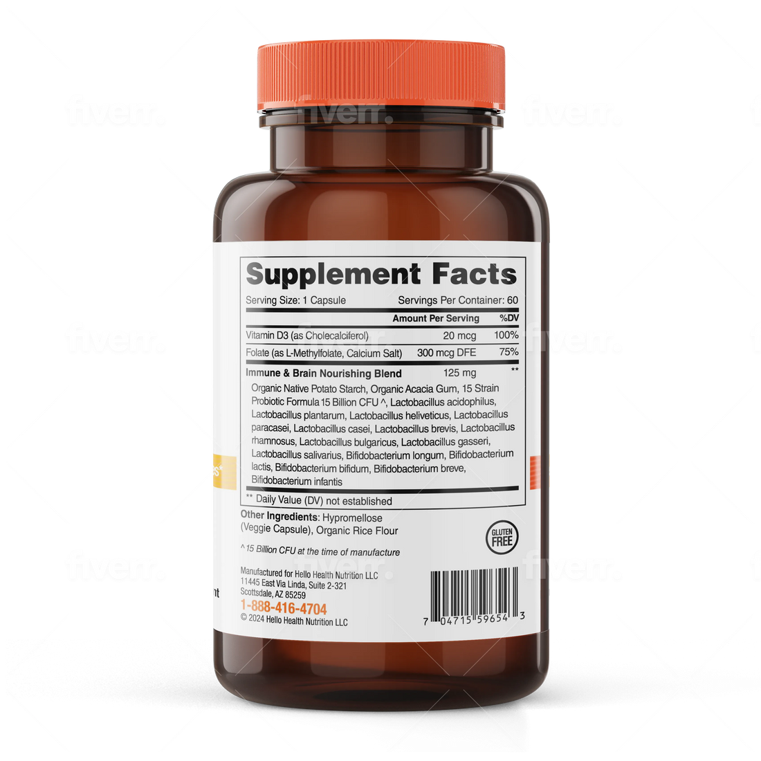 15-in-1 Pre-Probiotics + D3 + Methylfolate capsules - Belly Great by hellohealth