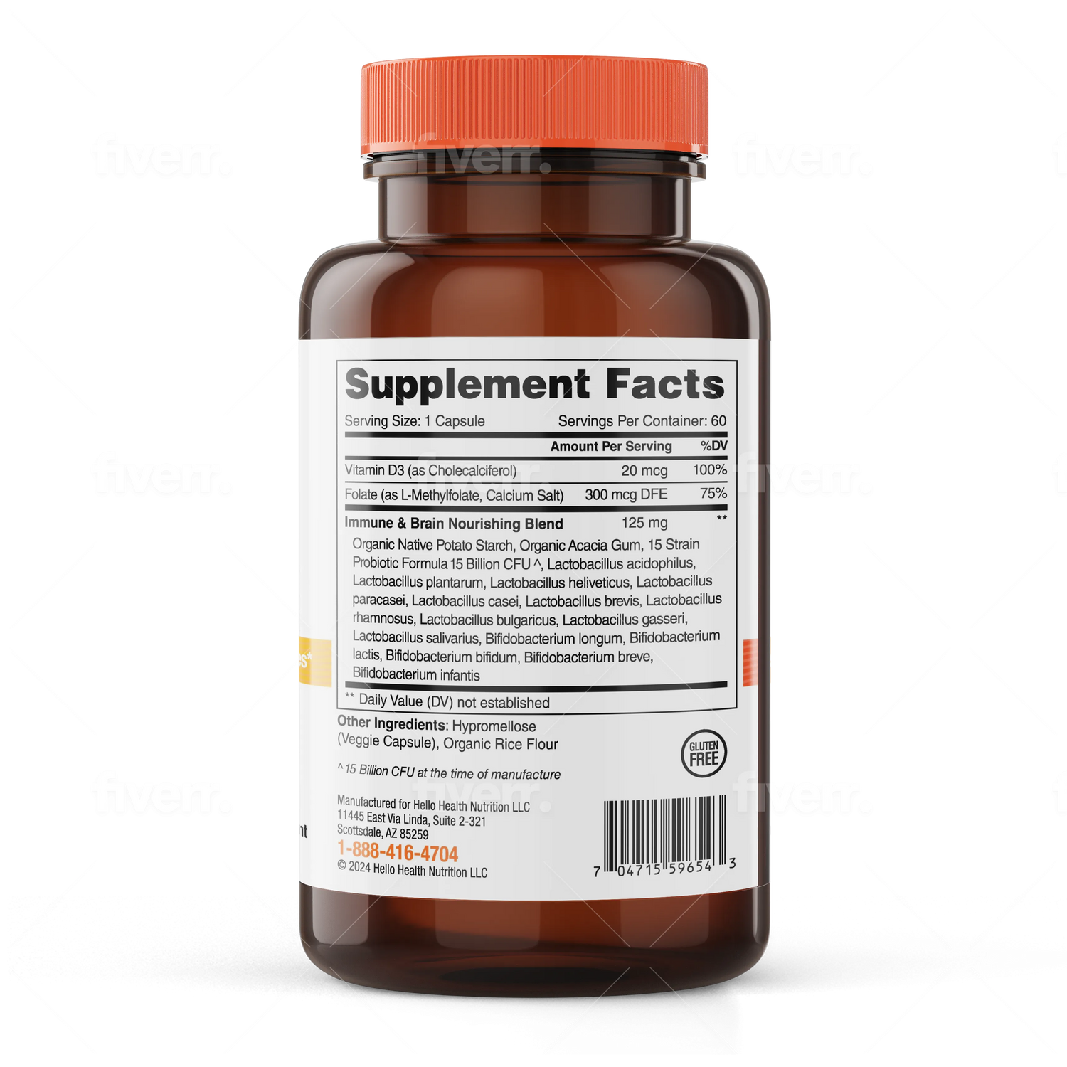 15-in-1 Pre-Probiotics + D3 + Methylfolate capsules - Belly Great by hellohealth