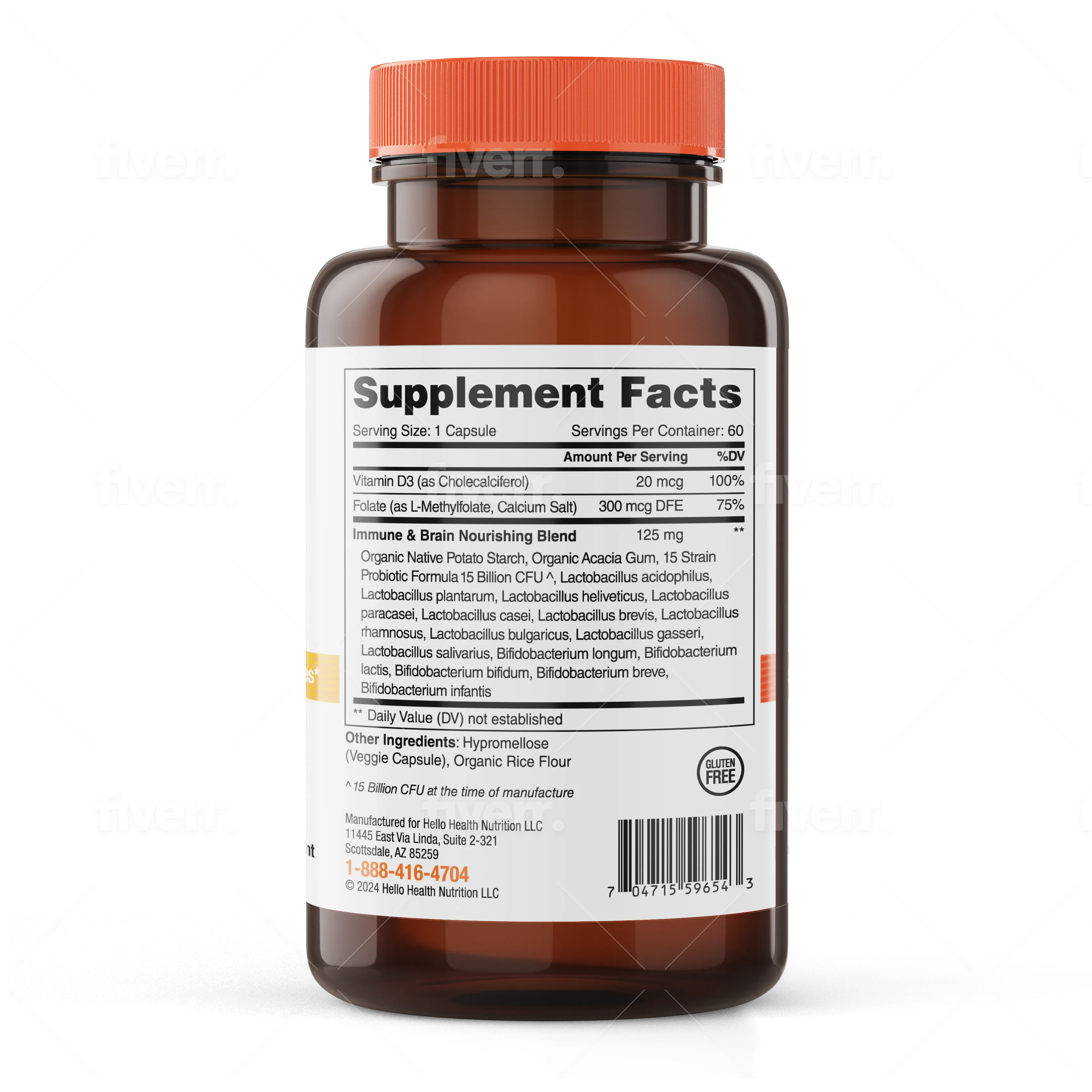 15-in-1 Pre-Probiotics + D3 + Methylfolate capsules - Belly Great by hellohealth