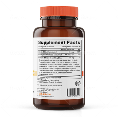 15-in-1 Pre-Probiotics + D3 + Methylfolate capsules - Belly Great by hellohealth