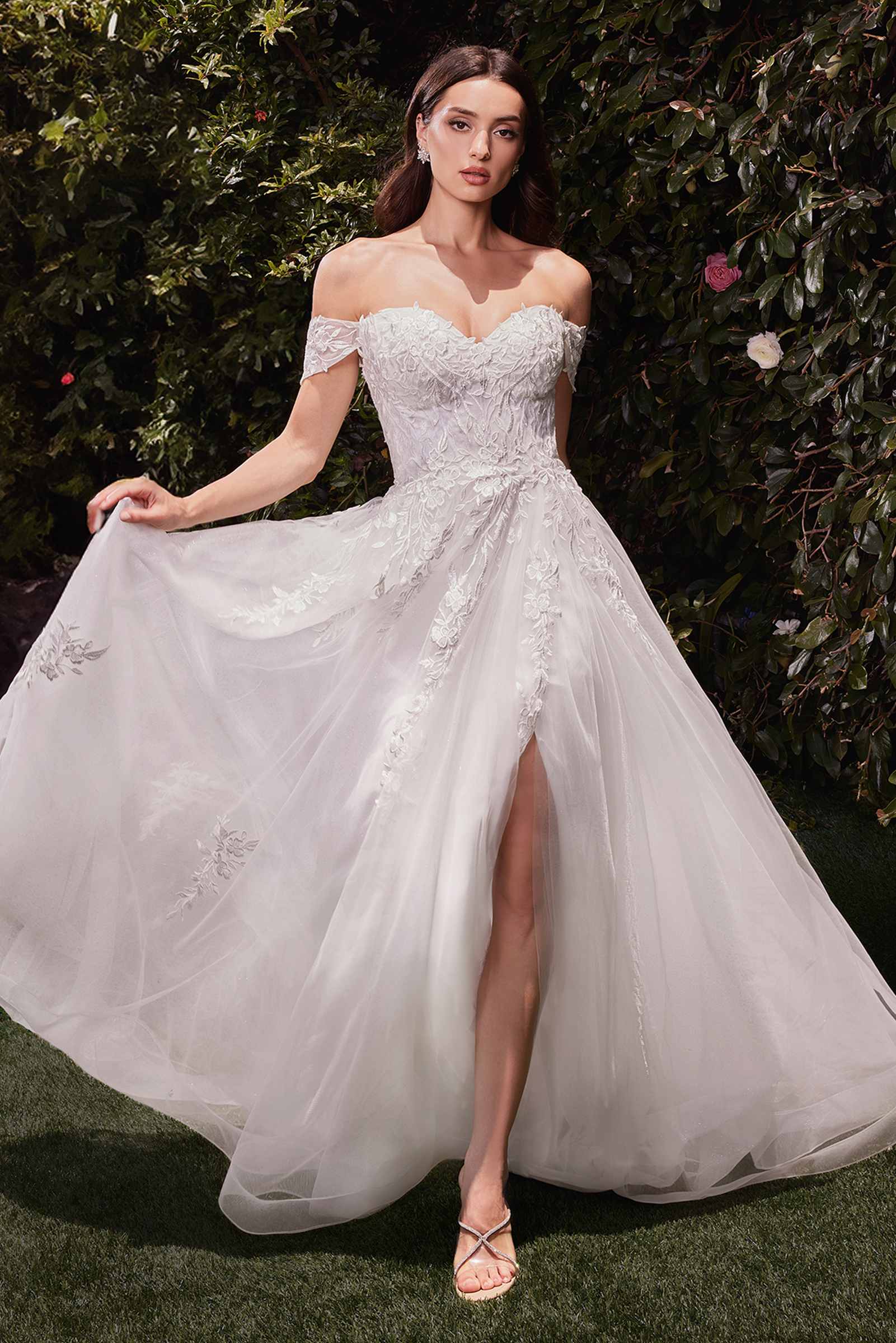 Ladivine C159W Off The Shoulder A-Line Lace &amp; Tulle Wedding Dress by DiscountDressShop