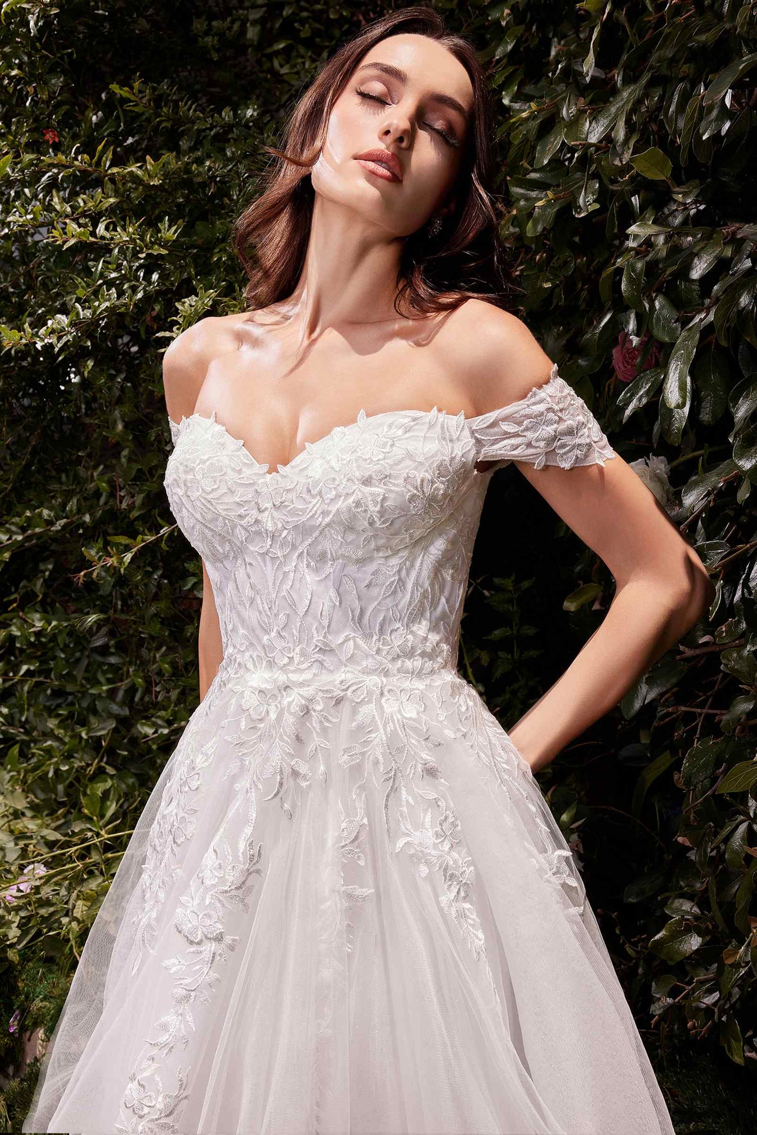 Ladivine C159W Off The Shoulder A-Line Lace &amp; Tulle Wedding Dress by DiscountDressShop