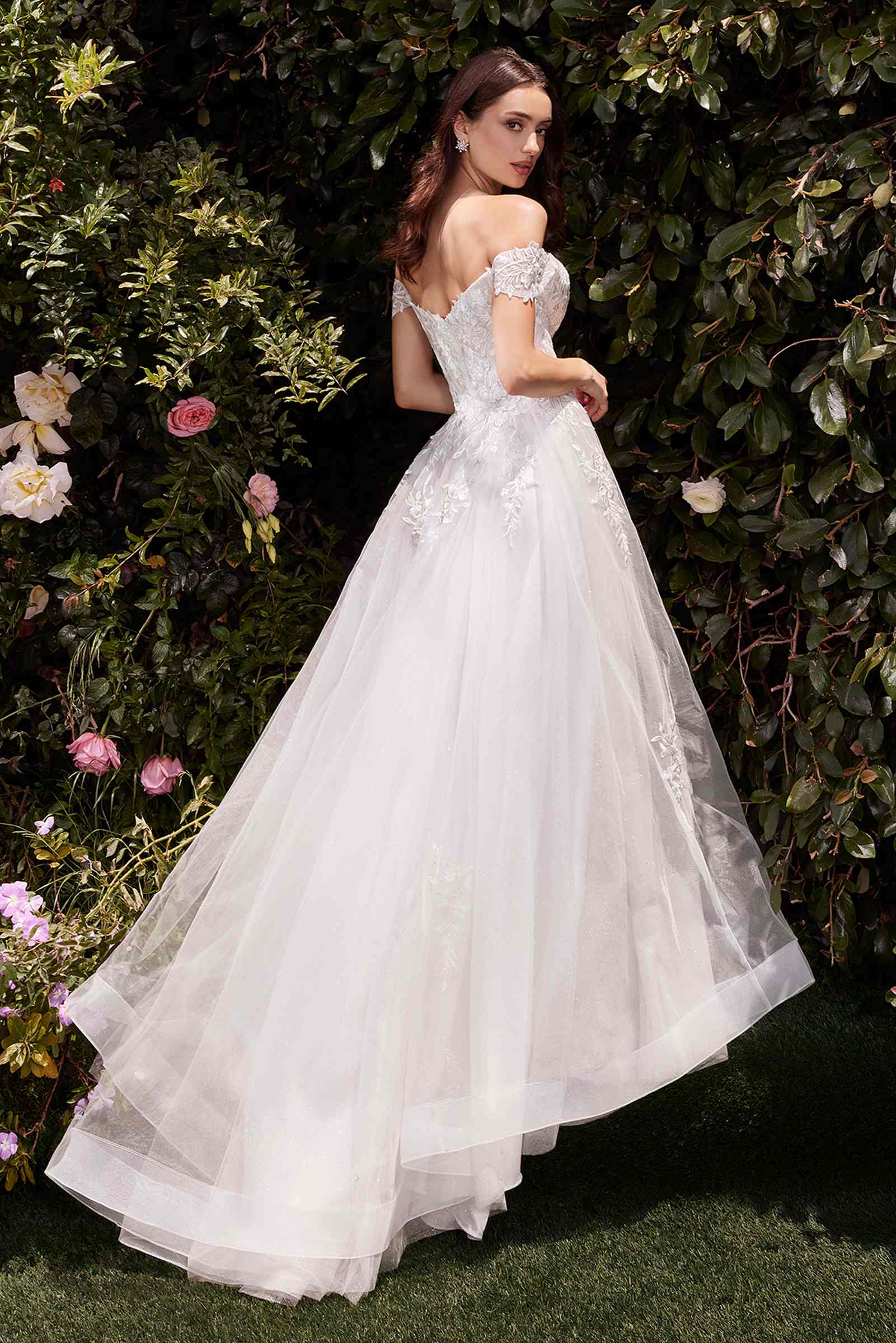 Ladivine C159W Off The Shoulder A-Line Lace &amp; Tulle Wedding Dress by DiscountDressShop