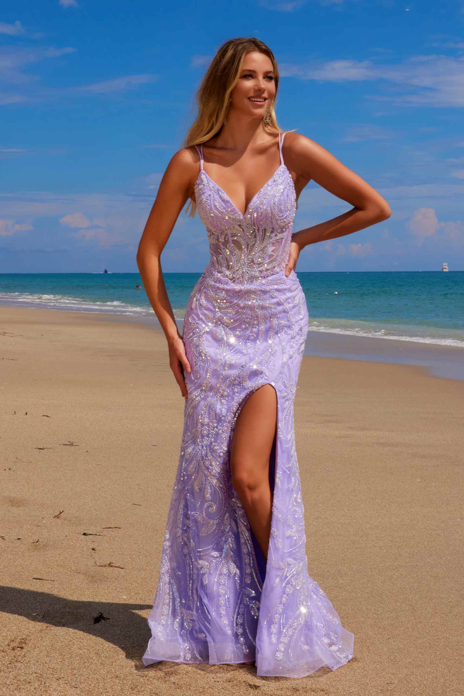 Nox Anabel C1612 Sweetheart Fully Beaded Dress with Boned Waistline by DiscountDressShop