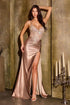 Ladivine C171 Long Sheer Corset Bodice Plunging Neckline Fitted Gown by DiscountDressShop