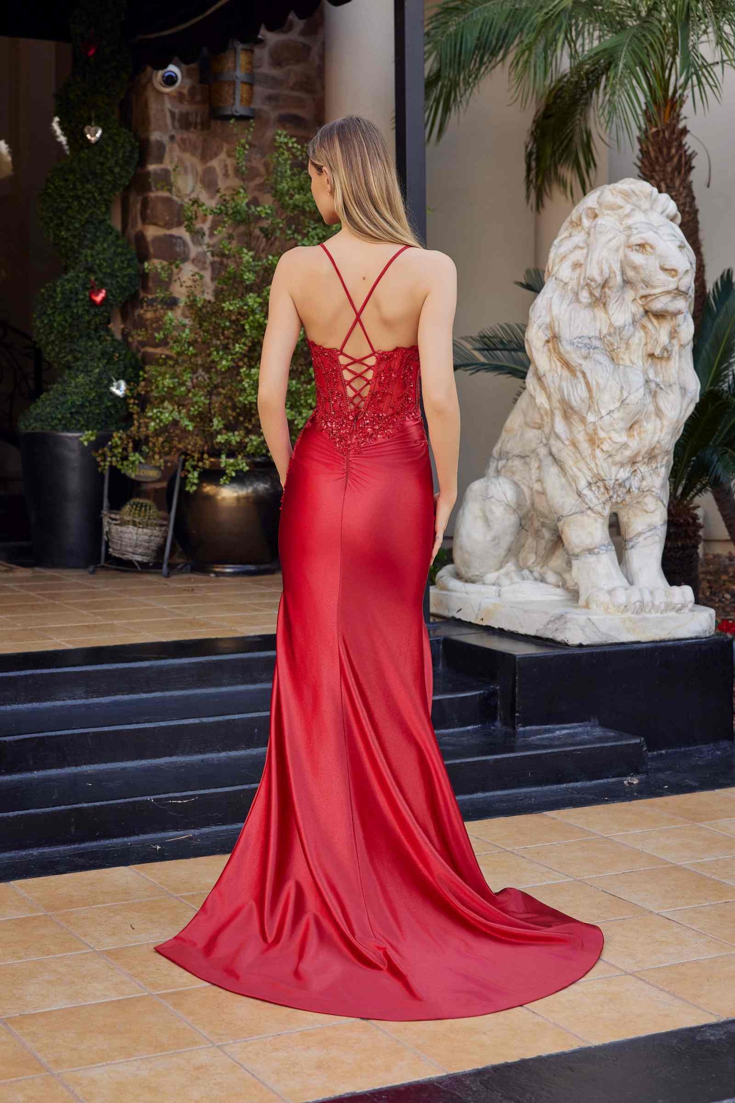 Nox Anabel C1841 Glitter Dusted Satin Sequined Embellishment Prom Gown by DiscountDressShop