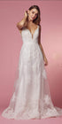 Nox Anabel C461 A-Line V-Neck Side Cutout Lace Strap Ball Gown by DiscountDressShop