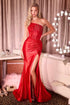 Ladivine CA114 Strapless Asymmetrical Neckline Stunning Fitted Gown by DiscountDressShop