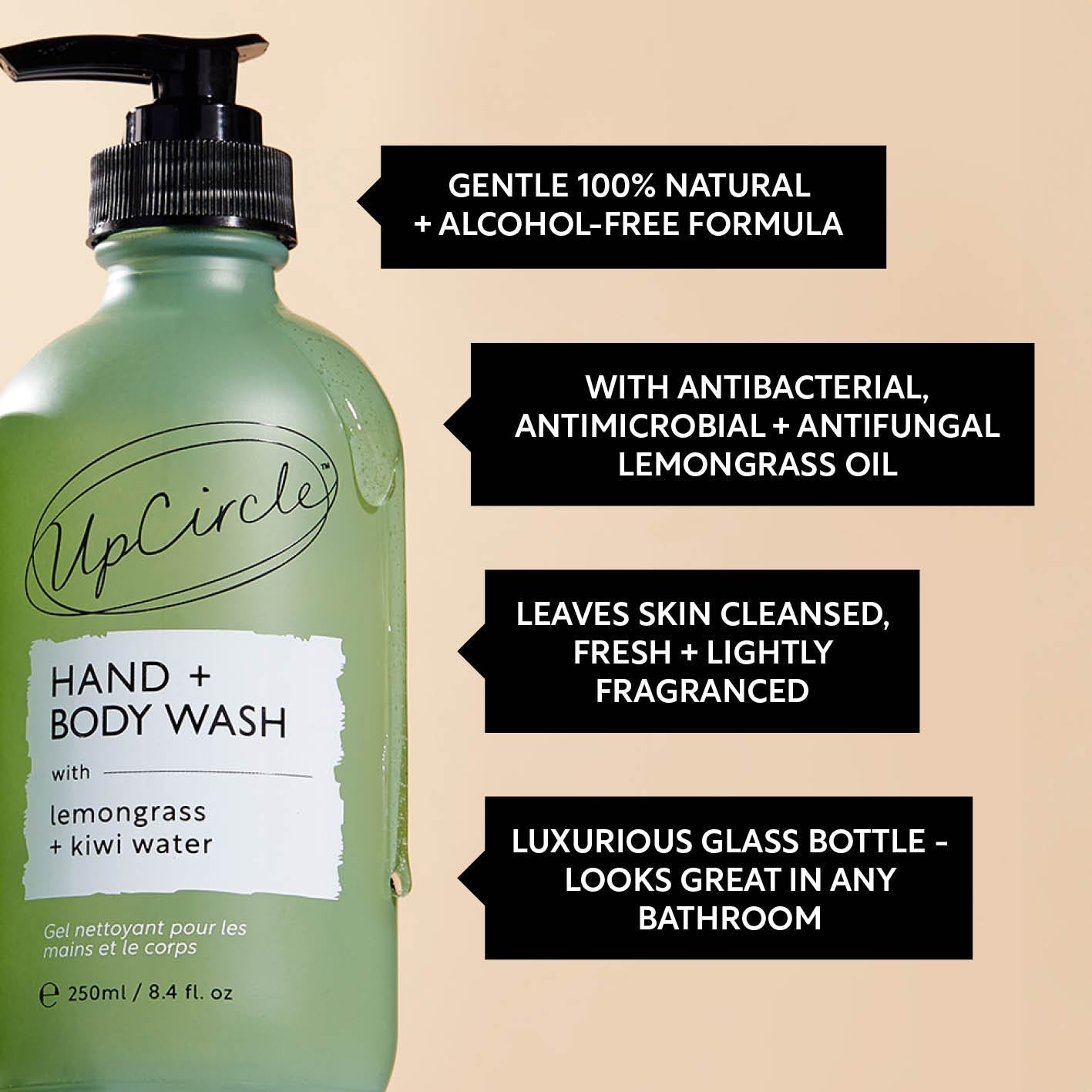 Natural Hand + Body Wash with Lemongrass - Travel Size by UpCircle