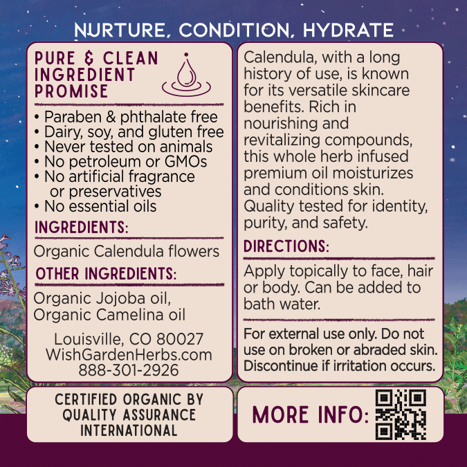 Calendula Oil, Nourish &amp; Revitalize by WishGarden Herbs