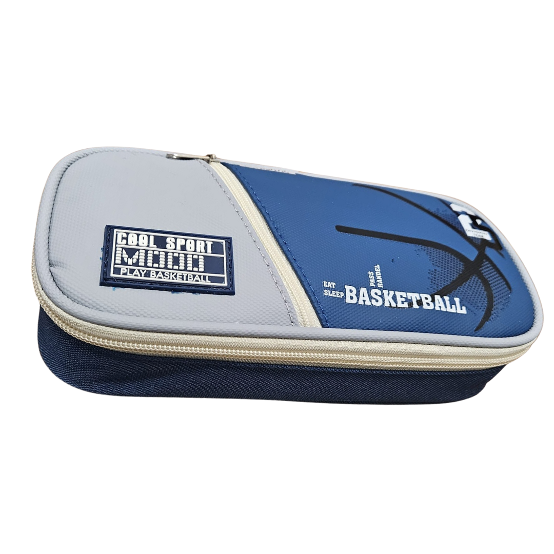 Cartuchera Escolar Basketball Azul y Gris (con cierre) by Farmacias Savia