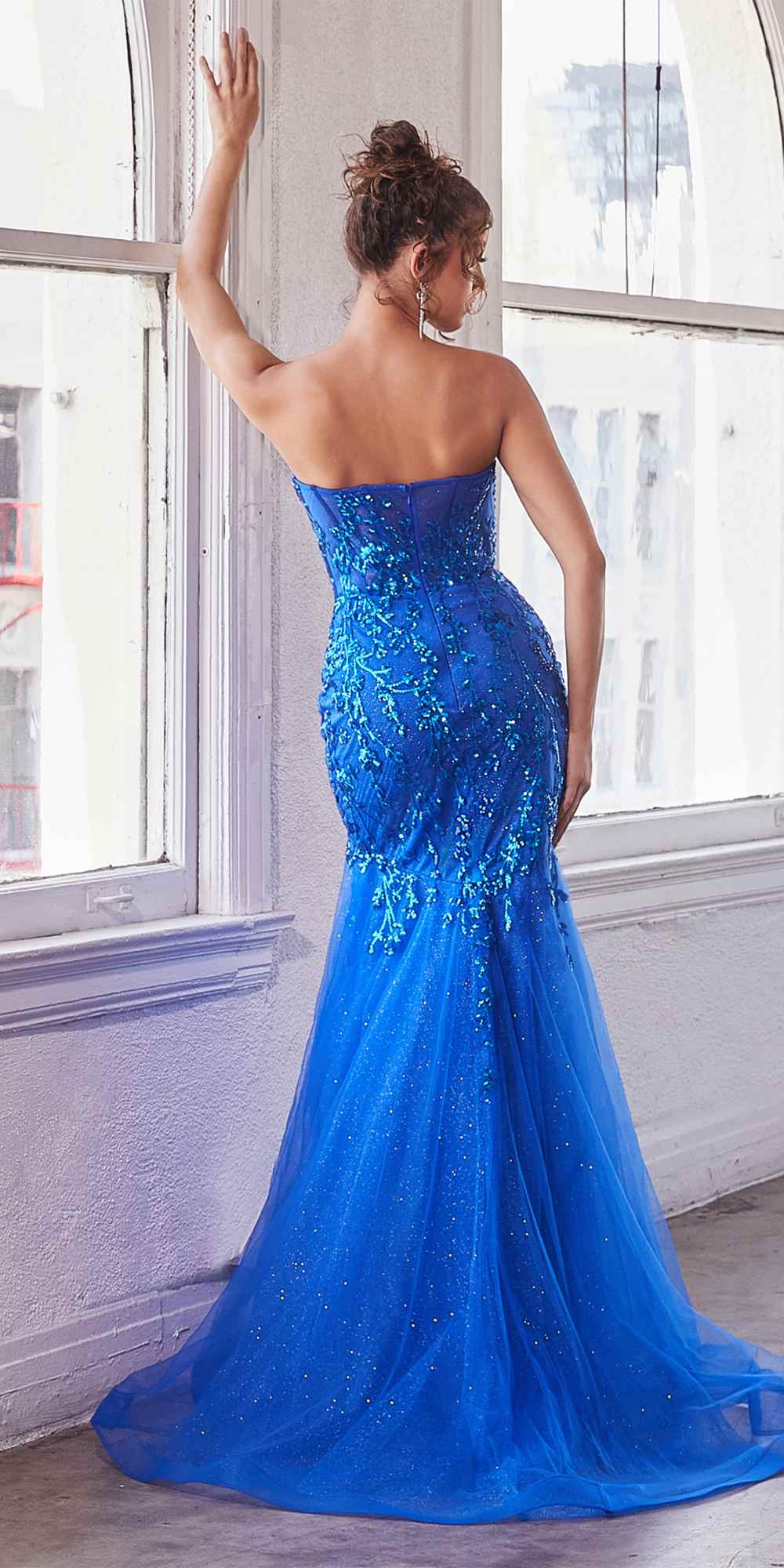 Ladivine CB139 Long Strapless Fitted Embellished Mermaid Gown by DiscountDressShop