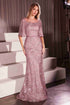 Ladivine CB149 Dress Lace Embellished Bell Sleeve Sheath Gown by DiscountDressShop