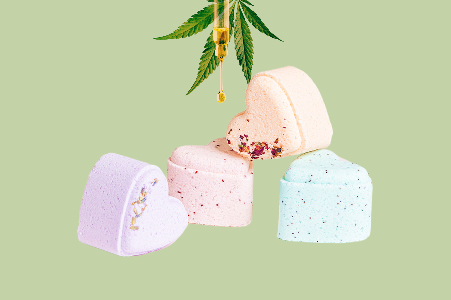 CBD - 5 Hearts Shaped Shower Steamers/ fizzies with CBD - in a Gift Box - Can be personalized. (THC free) by Lizush