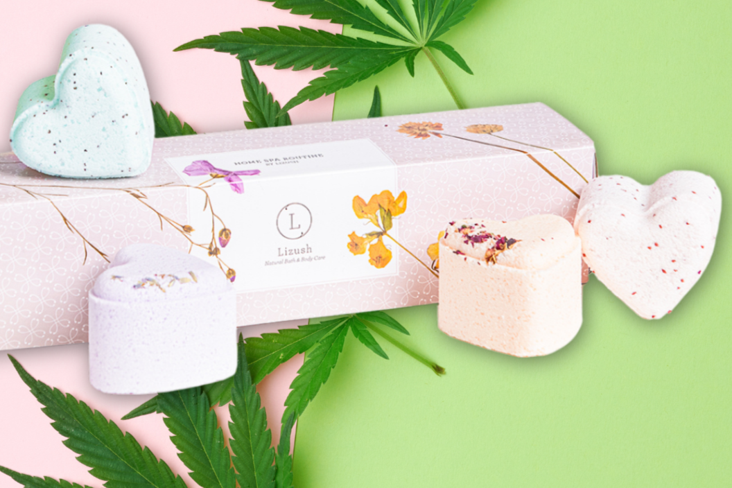 CBD - 5 Hearts Shaped Shower Steamers/ fizzies with CBD - in a Gift Box - Can be personalized. (THC free) by Lizush
