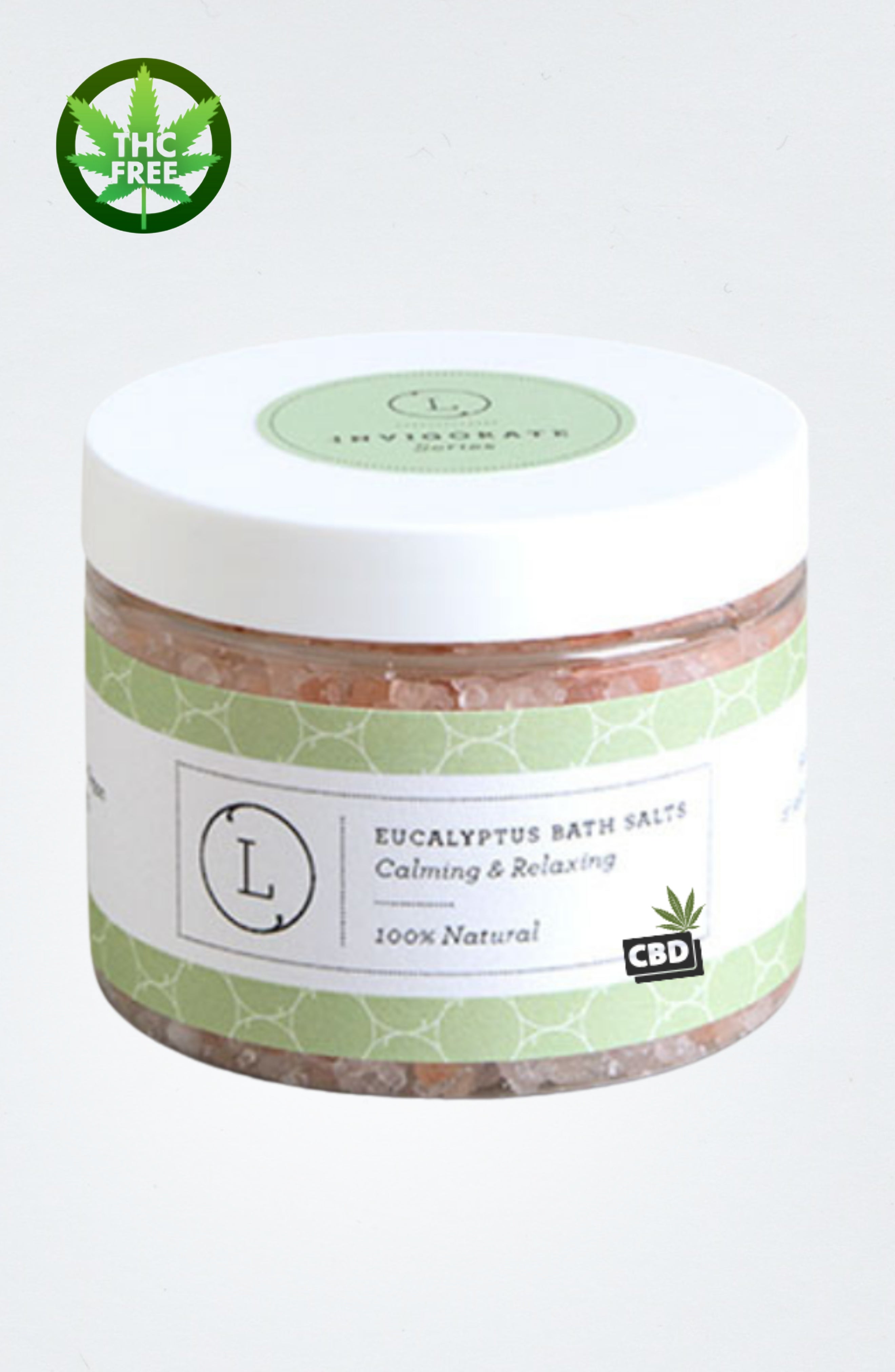 CBD Natural Eucalyptus Bath Salts with CBD, Calming and relaxing (THC free) by Lizush