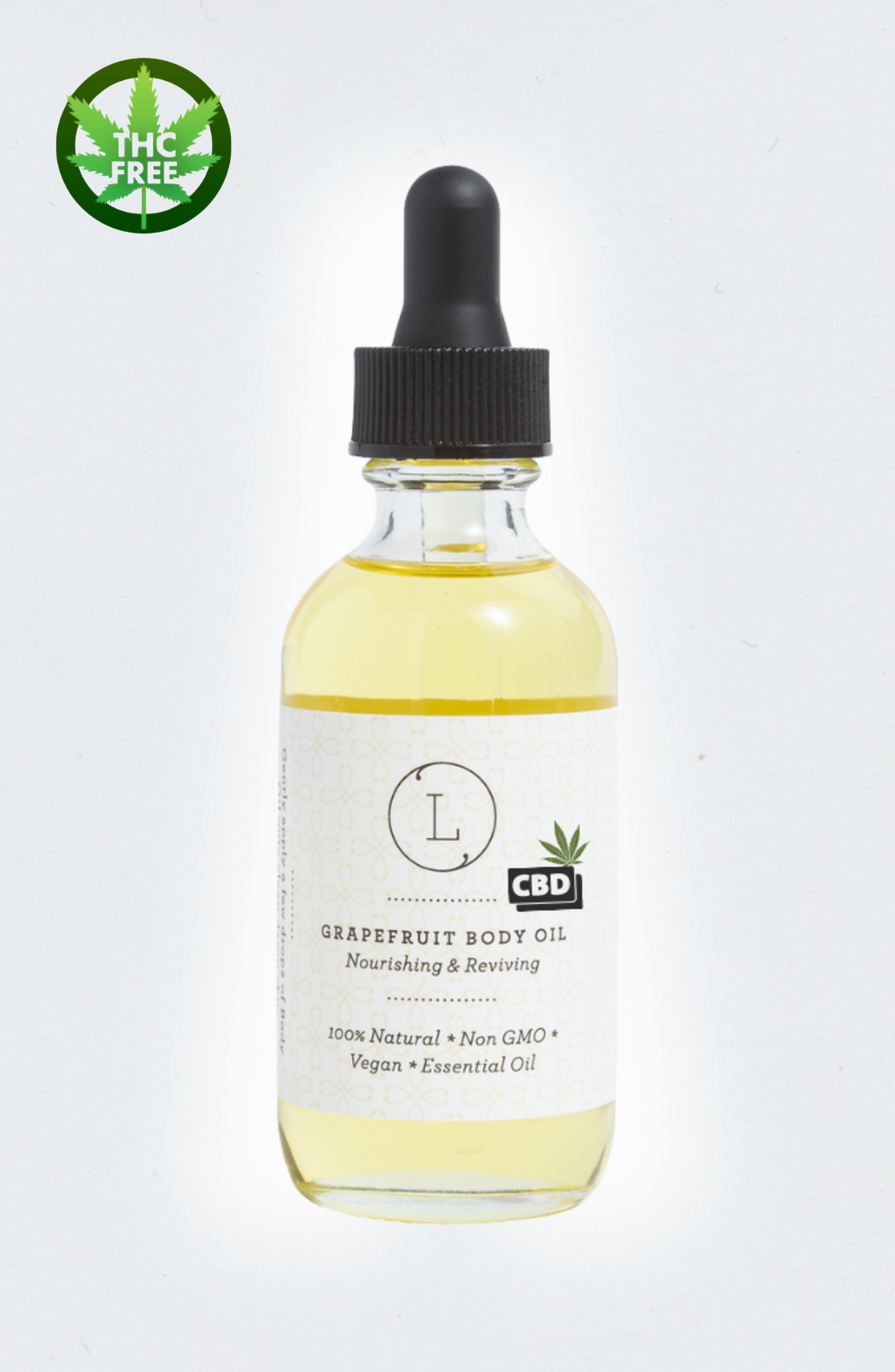 CBD Natural Body Oil with CBD, Grapefruit Moisturizing Body Oil (THC free) by Lizush