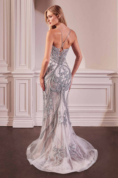 Ladivine CC0240 Dress Pearl Embellished Fit &amp; Flare Gown by DiscountDressShop