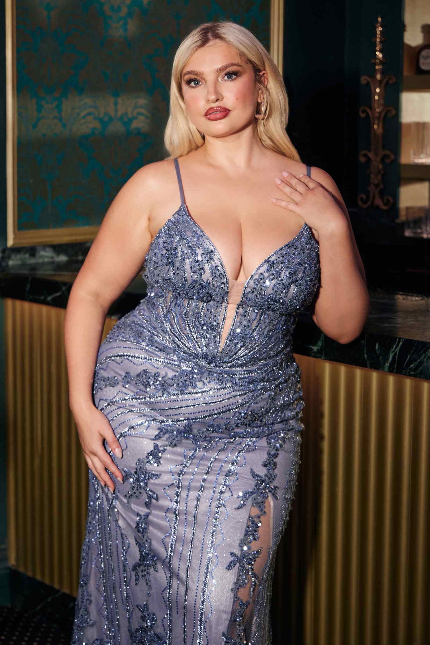 Ladivine CC0389C Dress Lace Embellished Fitted Gown by DiscountDressShop