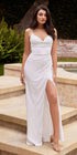 Ladivine CC1622W Long Spaghetti Strap Cowl Neck Stretch Glitter Bridal Gown by DiscountDressShop