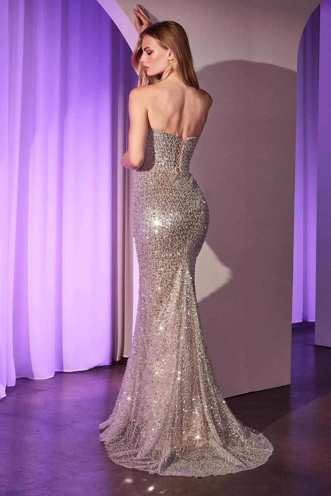 Ladivine CC385 Dress Fully Beaded Strapless Gown by DiscountDressShop