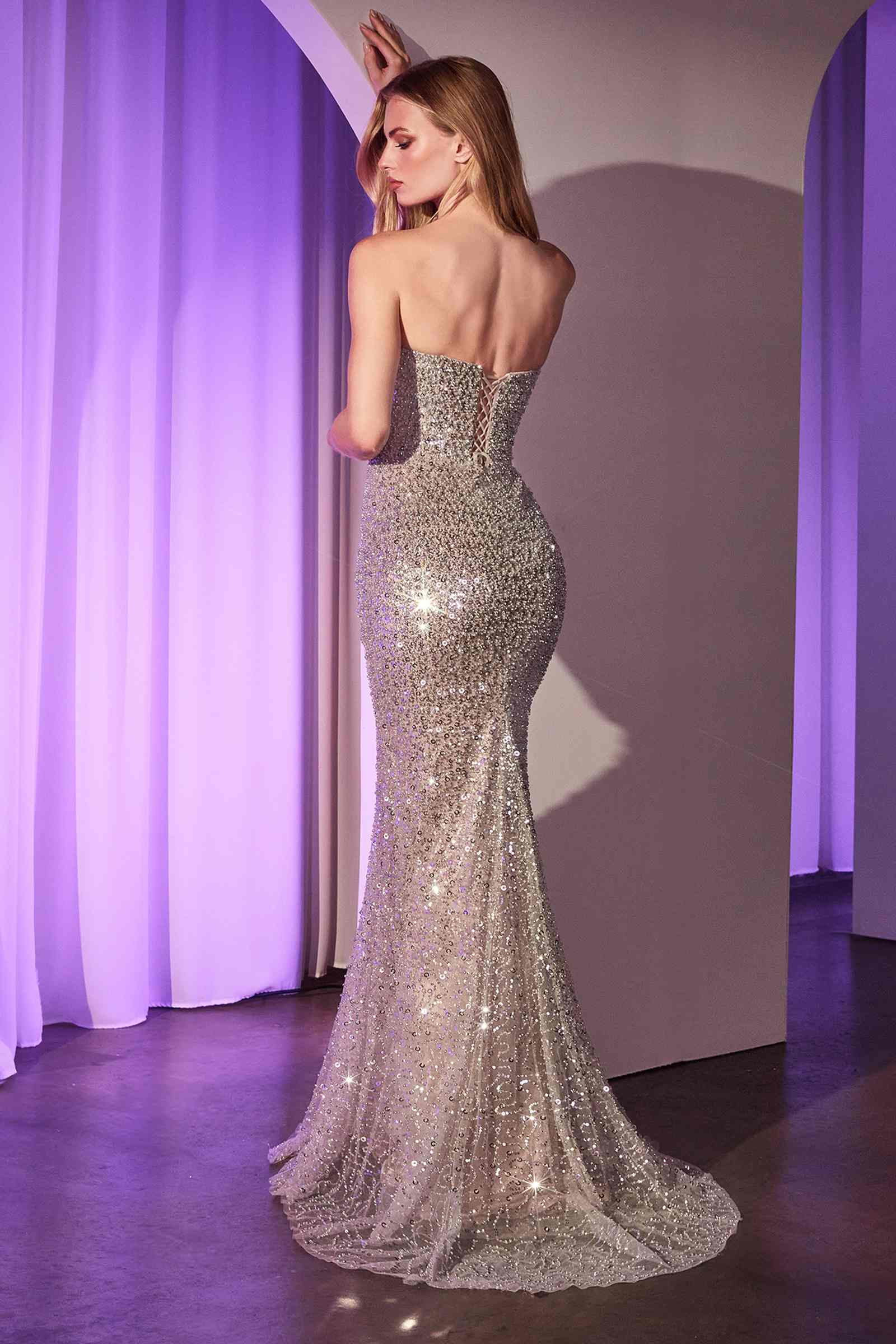 Ladivine CC385 Dress Fully Beaded Strapless Gown by DiscountDressShop