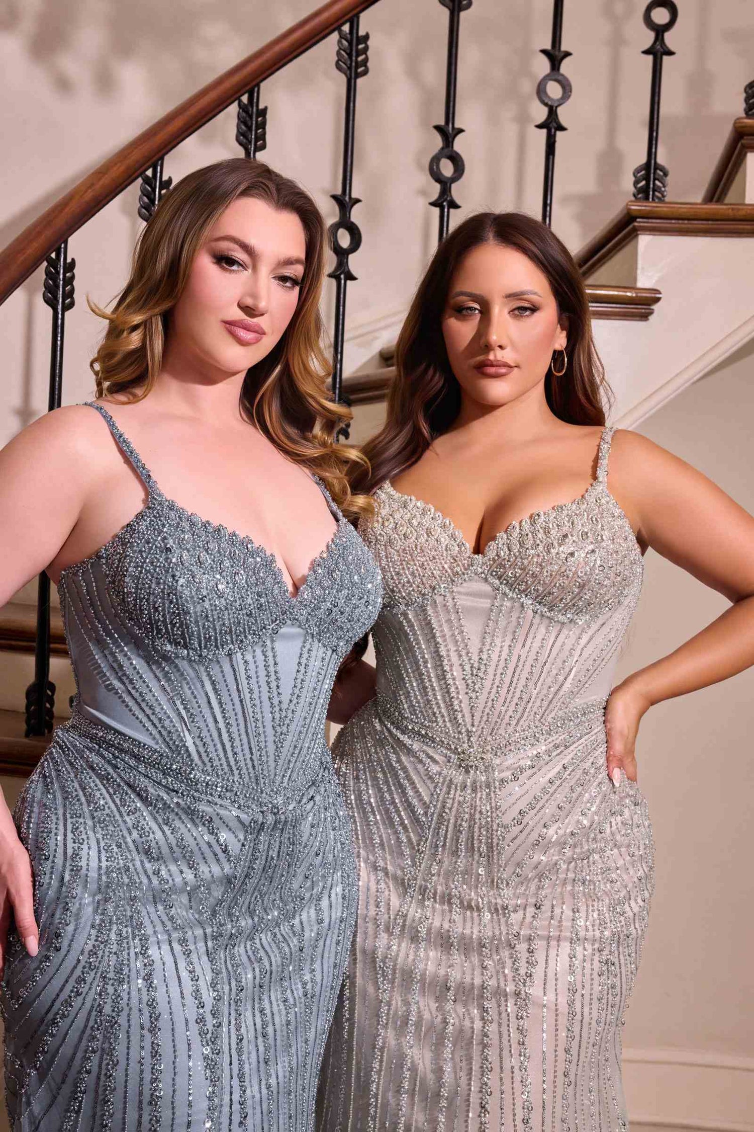 Ladivine CC398C Dress Strapless Beaded Fitted Plus Size Prom Gown by DiscountDressShop