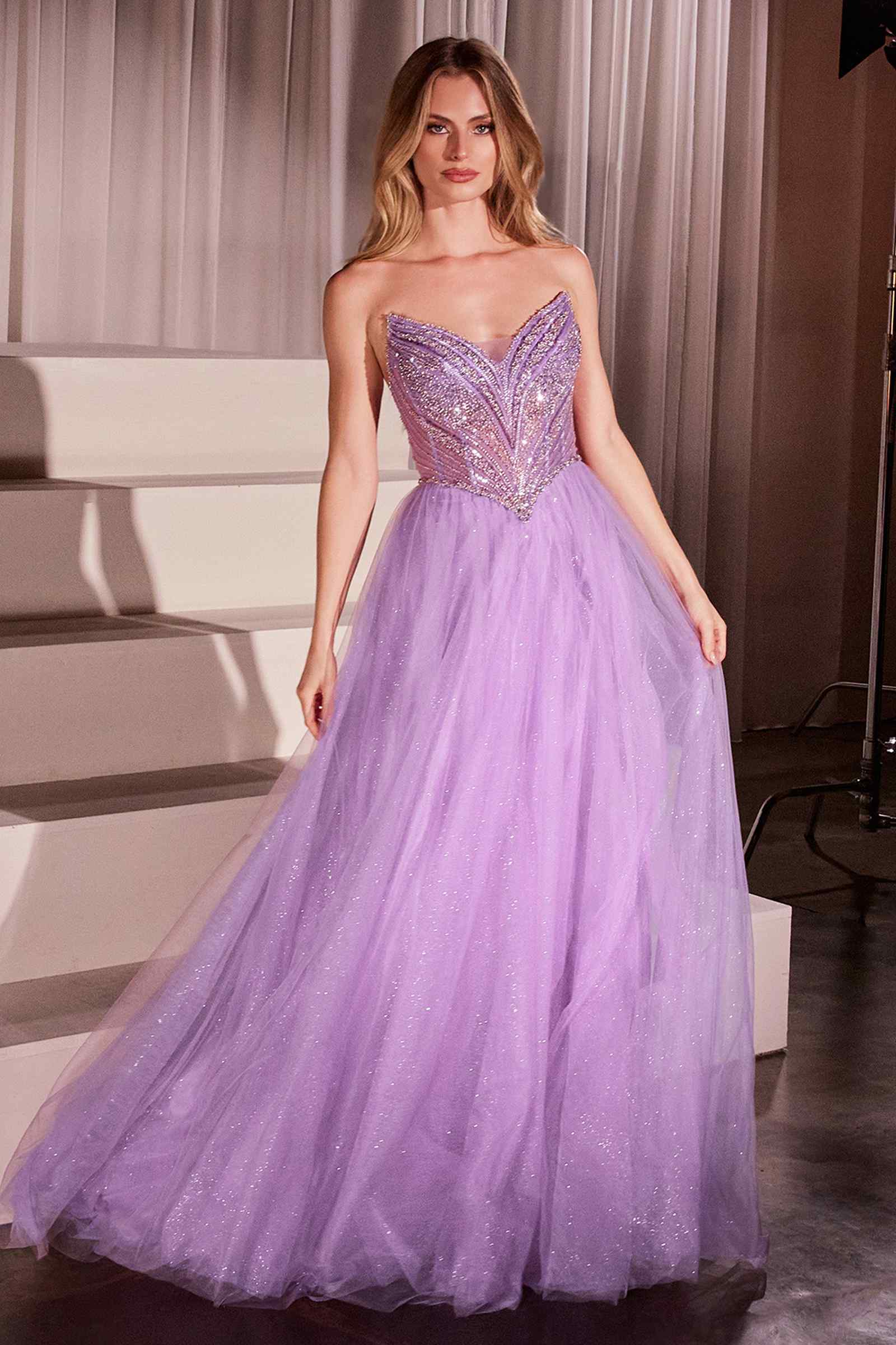 Ladivine CC415 Dress Strapless Beaded Tulle Ball Gown by DiscountDressShop
