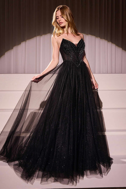 Ladivine CC415 Dress Strapless Beaded Tulle Ball Gown by DiscountDressShop