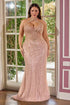 Ladivine CC416C Dress Sequin Strapless Plus Size Fitted Gown by DiscountDressShop