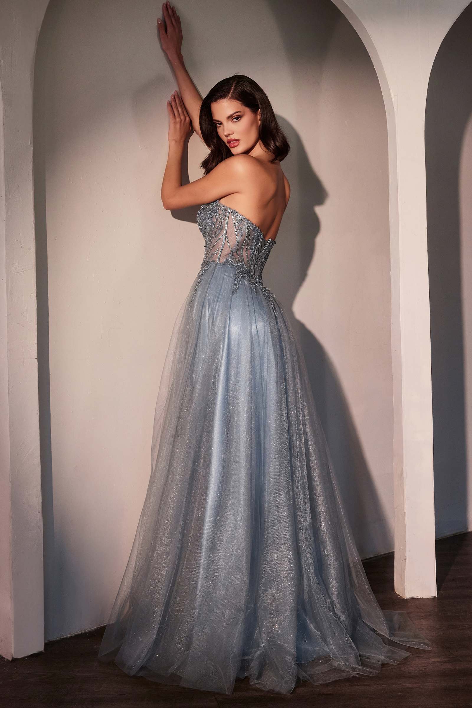 Ladivine CC487 Dress Strapless Layered Tulle A-Line Gown by DiscountDressShop