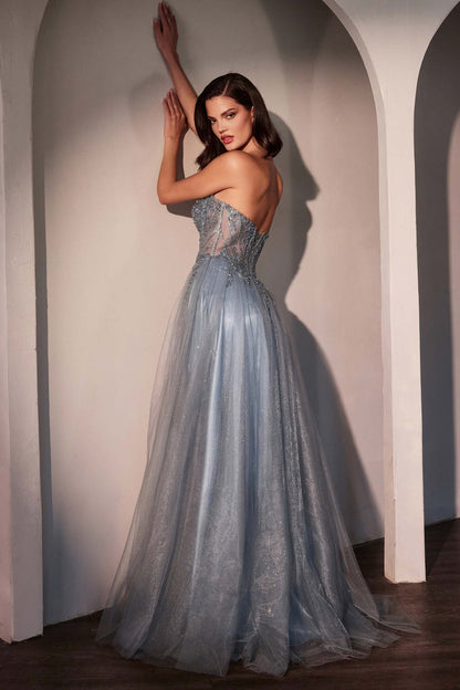 Ladivine CC487 Dress Strapless Layered Tulle A-Line Gown by DiscountDressShop