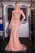 Ladivine CC8262 Crystal Adorned Sheer Bodice Strapless Fitted Mermaid Gown by DiscountDressShop