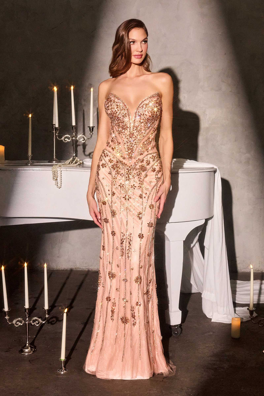 Ladivine CC8271 Red Carpet Glamour Crystal Embellished Fitted Gown by DiscountDressShop