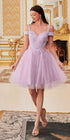 Cinderella Divine CD0132 Short A-Line Dress Off The Shoulder Glitter Tulle Skirt by DiscountDressShop