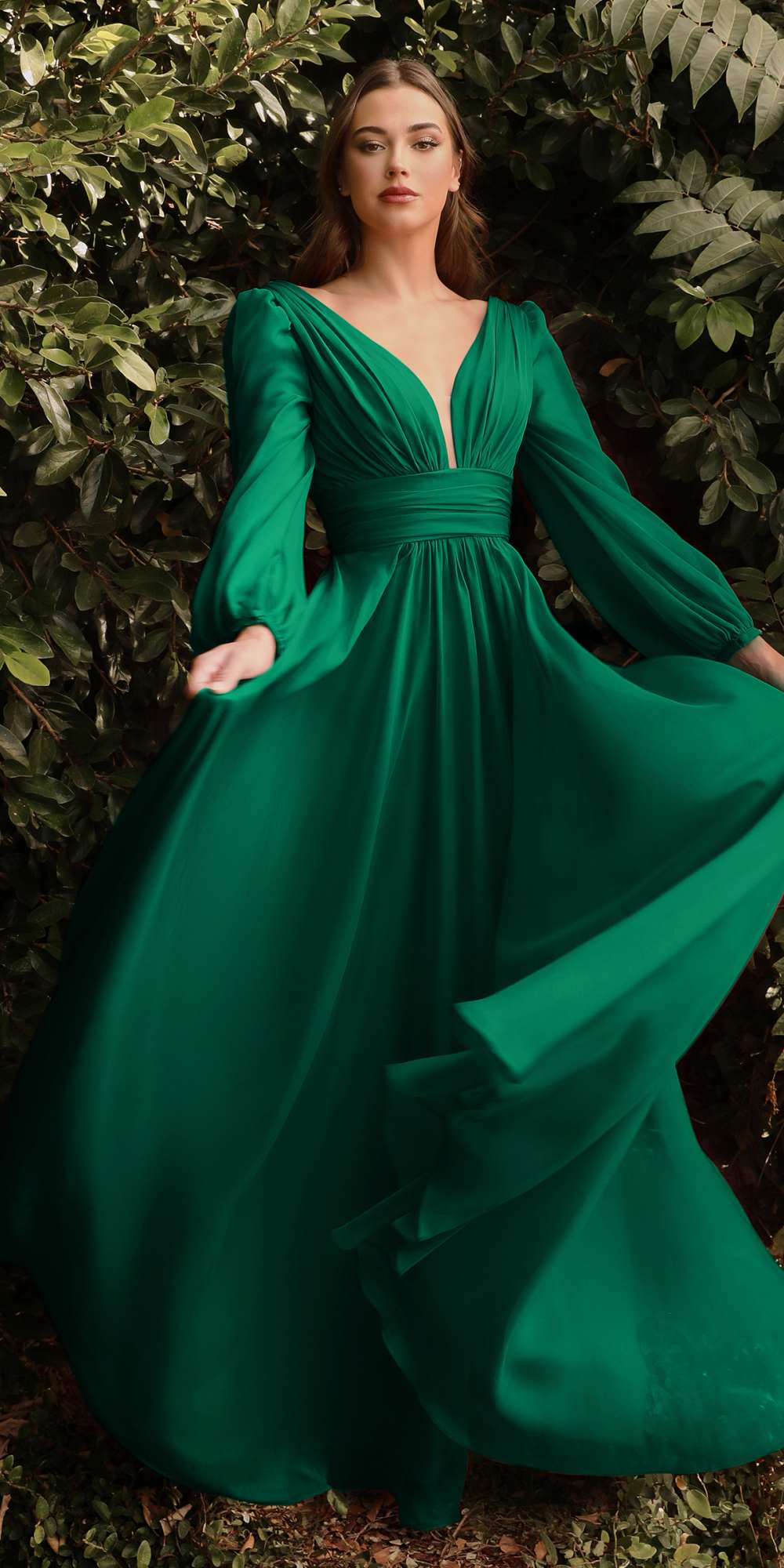 Cinderella Divine CD0192 Long Sleeve A-Line Chiffon Dress by DiscountDressShop