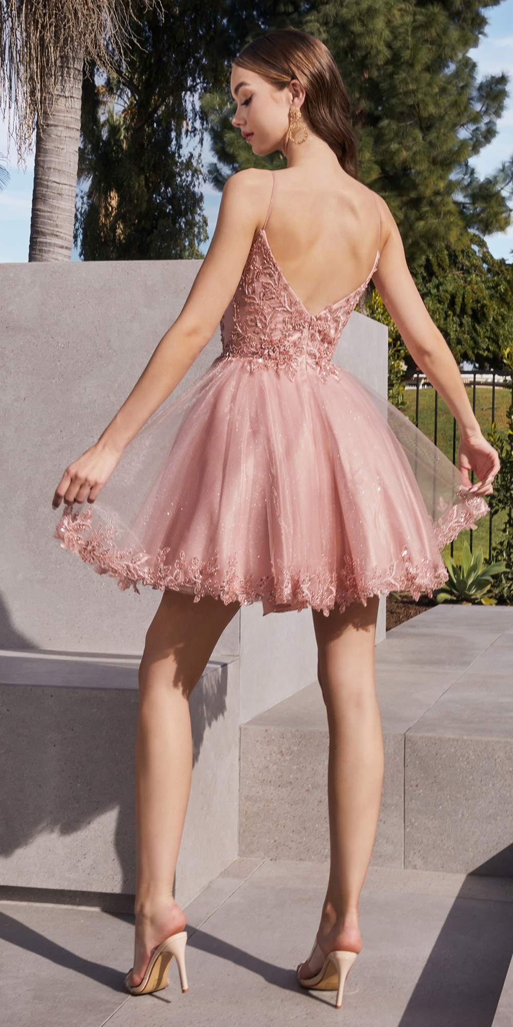 Ladivine CD0213 Short A-Line and Glitter Tulle Dress by DiscountDressShop