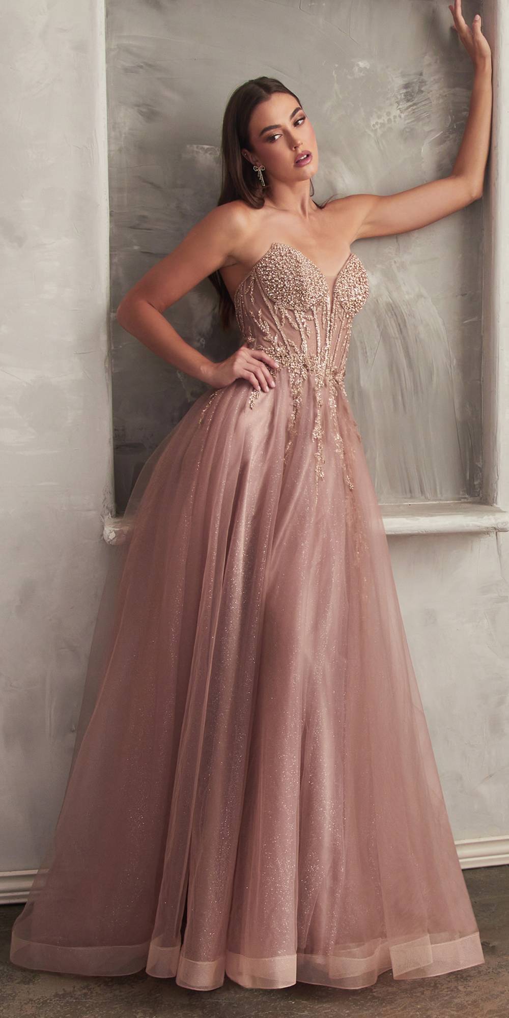 Ladivine CD0230W Long Strapless Layered Tulle Bridal Gown by DiscountDressShop